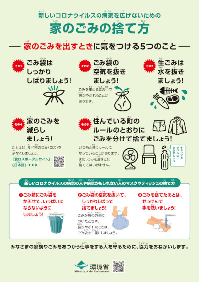 コロナウイルス感染症対策のための家庭でのごみの捨て方